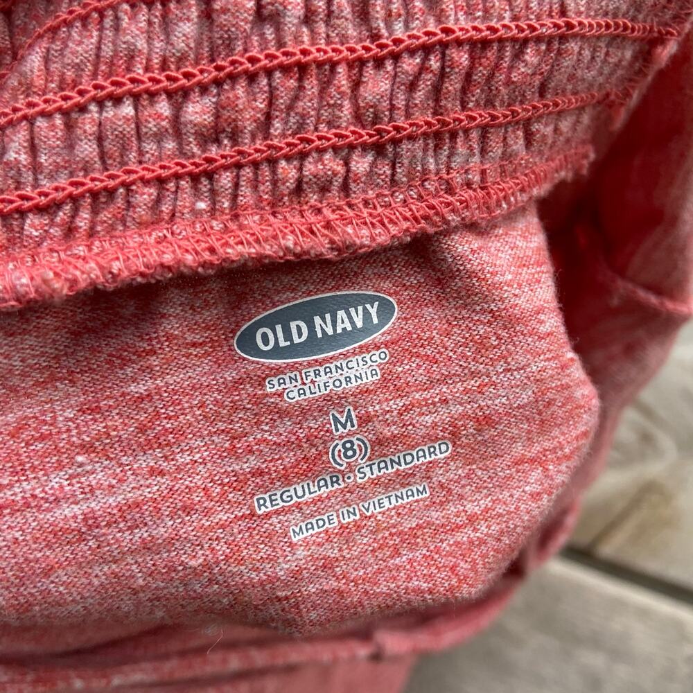 Old Navy Girls Dress Size Medium 8 Red Space Dye Knit Sundress Lava Guava Empire - Picture 5 of 8